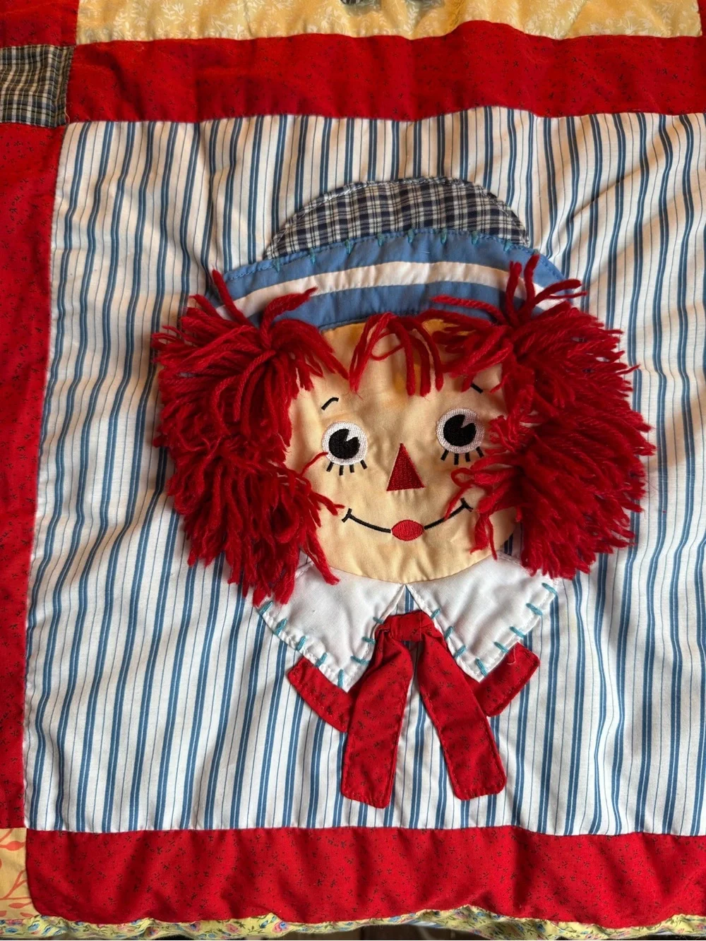 VTG Applause Raggedy Ann & Andy 3D Applique Reversible Quilt Blanket